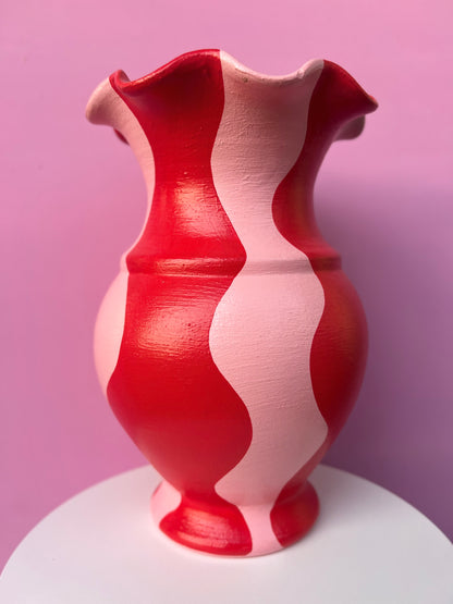 BABIOLA - Grand vase rose et rouge