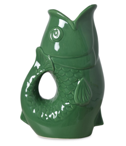 Vase pichet ceramique Poisson gm vert L16,5 P11 H25,3cm