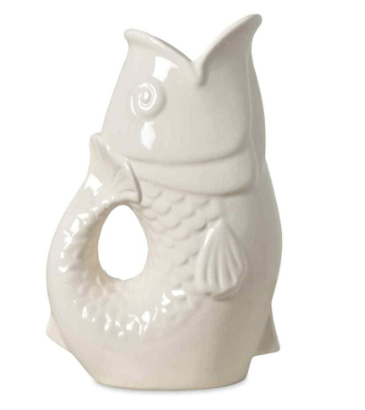 Vase pichet ceramique Poisson gm blanc cassé L16,5 P11 H25,3cm
