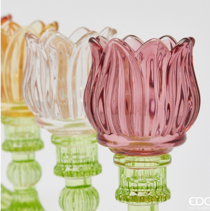BOUGEOIR EN VERRE TULIPE H17,5 D8
