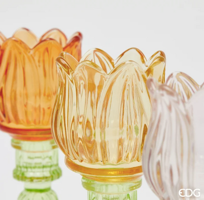 BOUGEOIR EN VERRE TULIPE H17,5 D8
