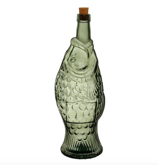 BOUTEILLE POISSON VERT 1.1L-D12XH33CM VERRE