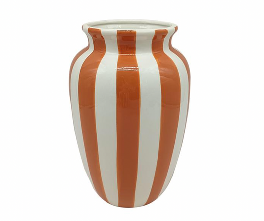 VASE RAYE BLANC/ORANGE 15,5X24,5CM