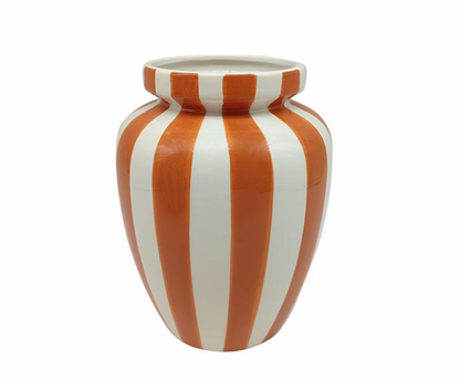 VASE RAYE BLANC/ORANGE 15X19,5CM