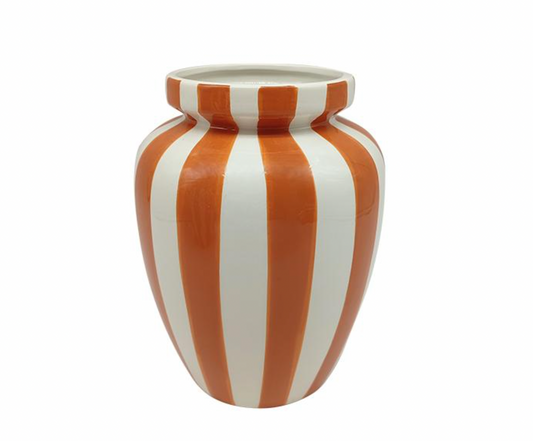 VASE RAYE BLANC/ORANGE 15X19,5CM