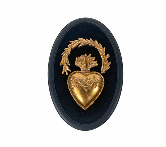 Déco murale velours ex-voto noir et doré 19x29cm