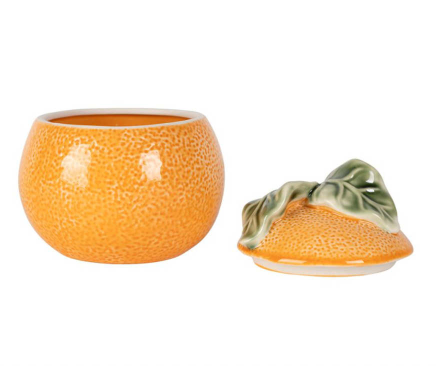 POT COUVERCLE AGRUMES ORANGE+VERT D11XH12CM