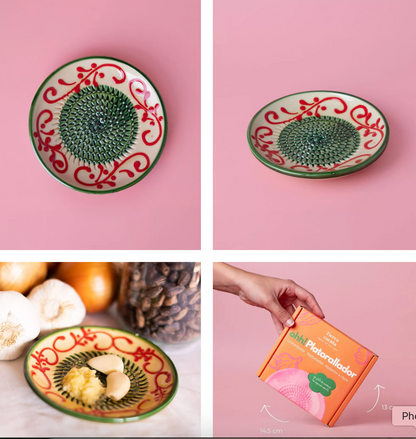 Râpe à l’ail et au gingembre PETITE assiette en céramique faite à la main / Alhambra