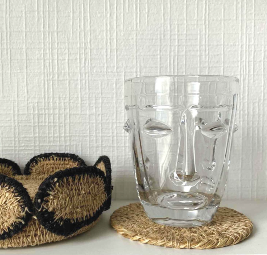 Verre visage D8 H10cm transparent