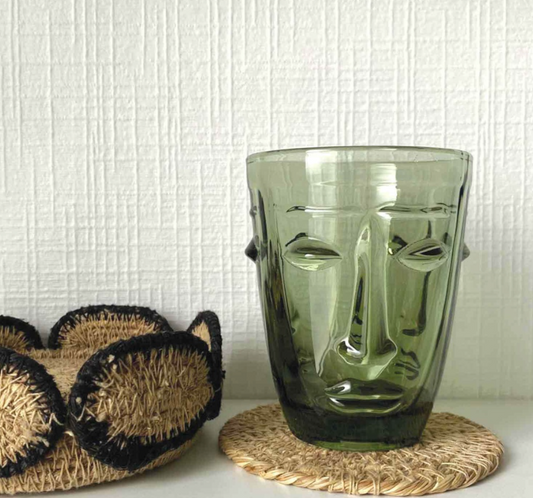 Verre visage D8 H10cm vert