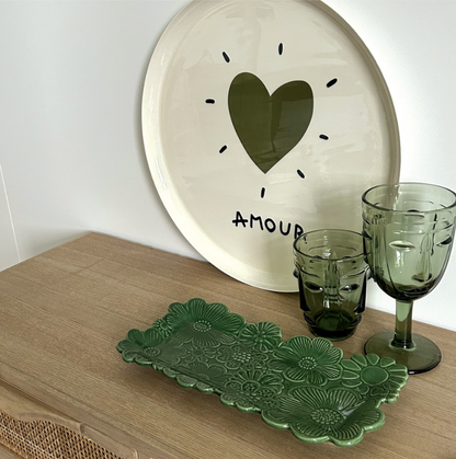 Verre visage D8 H10cm vert