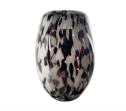 VASE VERRE ECAIL NOIR/ BLANC 17X25CM