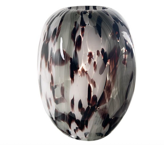 VASE VERRE ECAIL NOIR/ BLANC 20X29CM