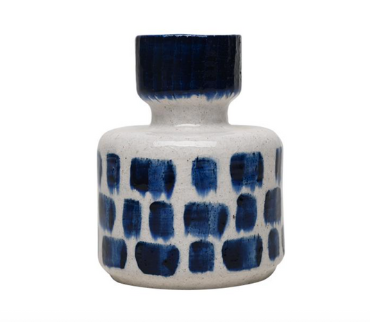 VASE CERAM MOTIF BLEU 11,8X15,5CM