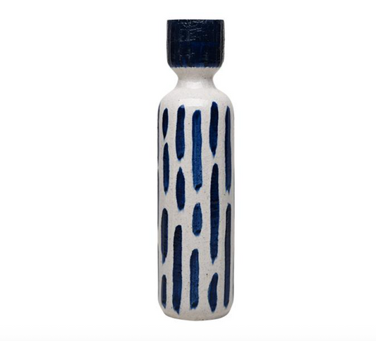 VASE CERAM MOTIF BLEU 9X34.5CM