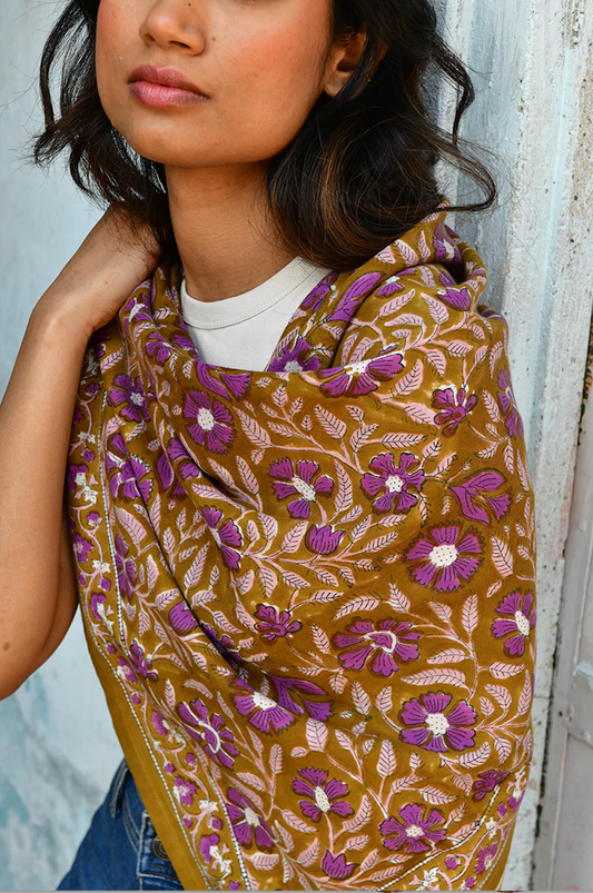 Grand foulard N°115 Caramel - Byzantine