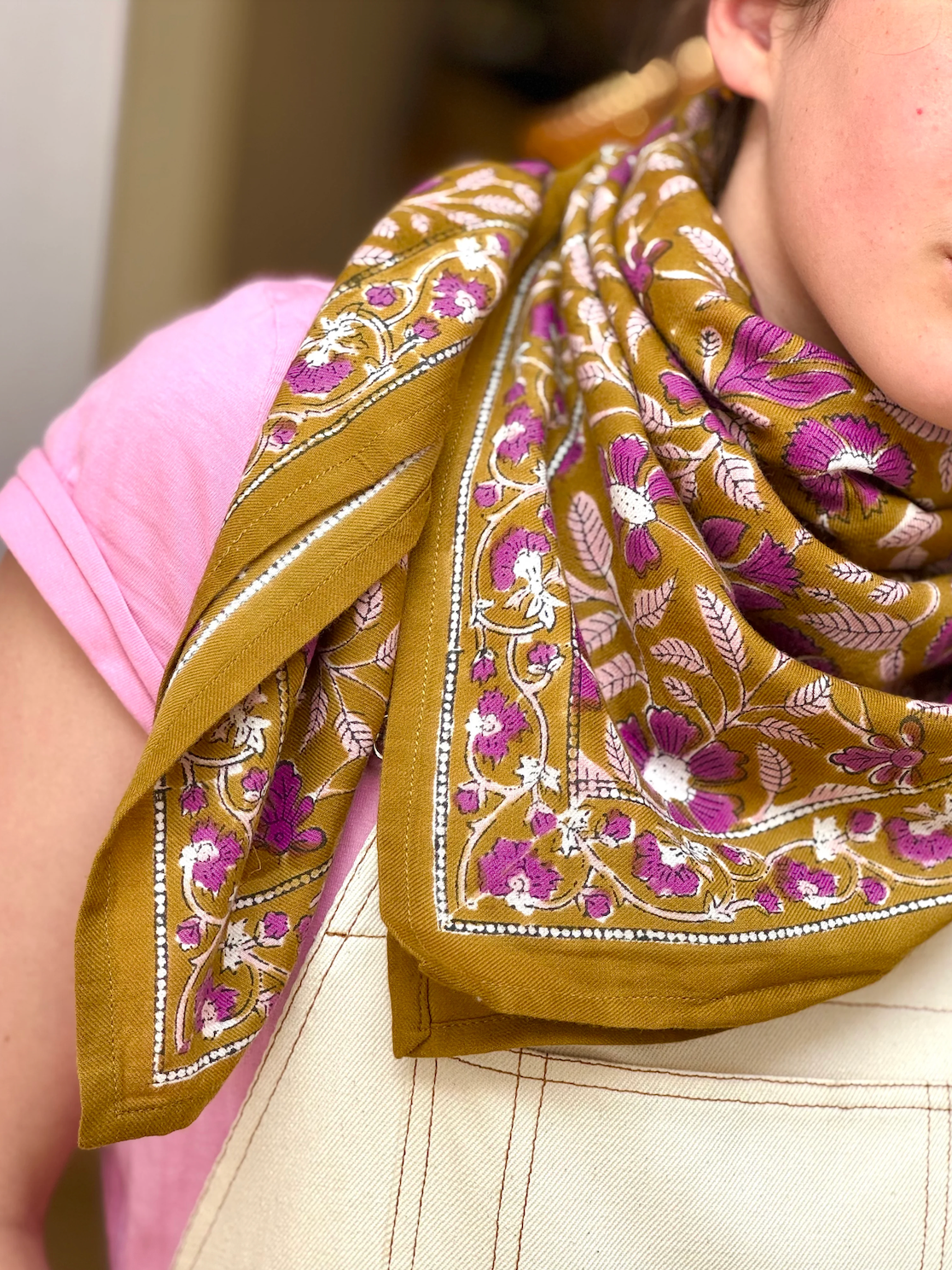 Grand foulard N°115 Caramel - Byzantine