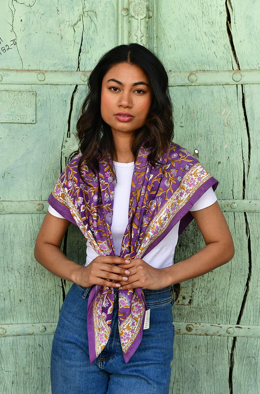Grand foulard HALICARNASSE Prune - Byzantine