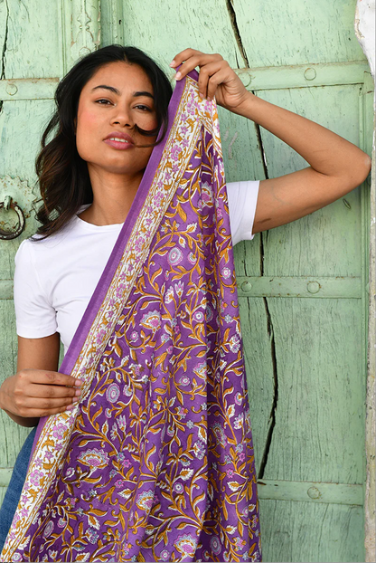 Grand foulard HALICARNASSE Prune - Byzantine
