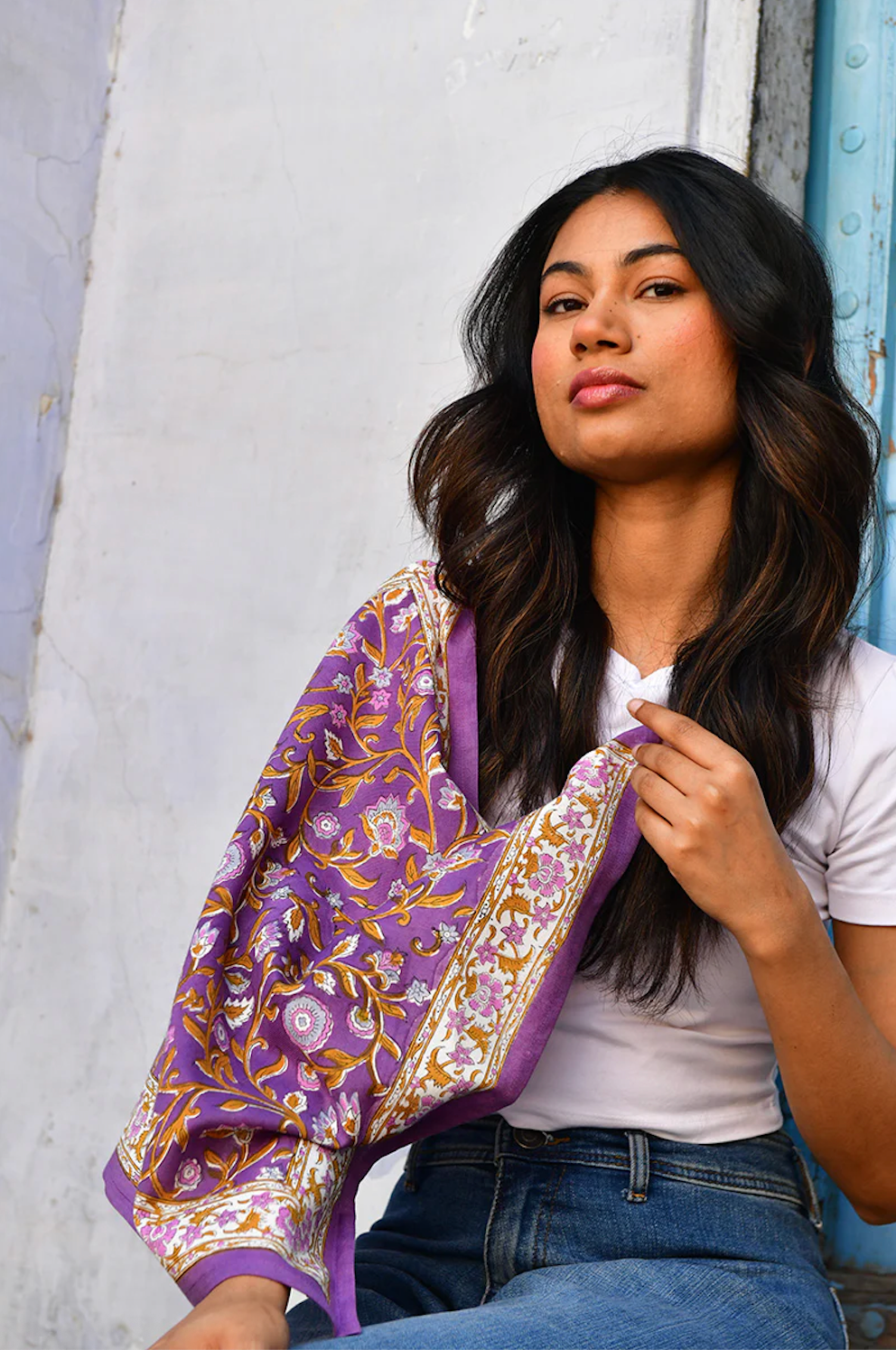 Grand foulard HALICARNASSE Prune - Byzantine