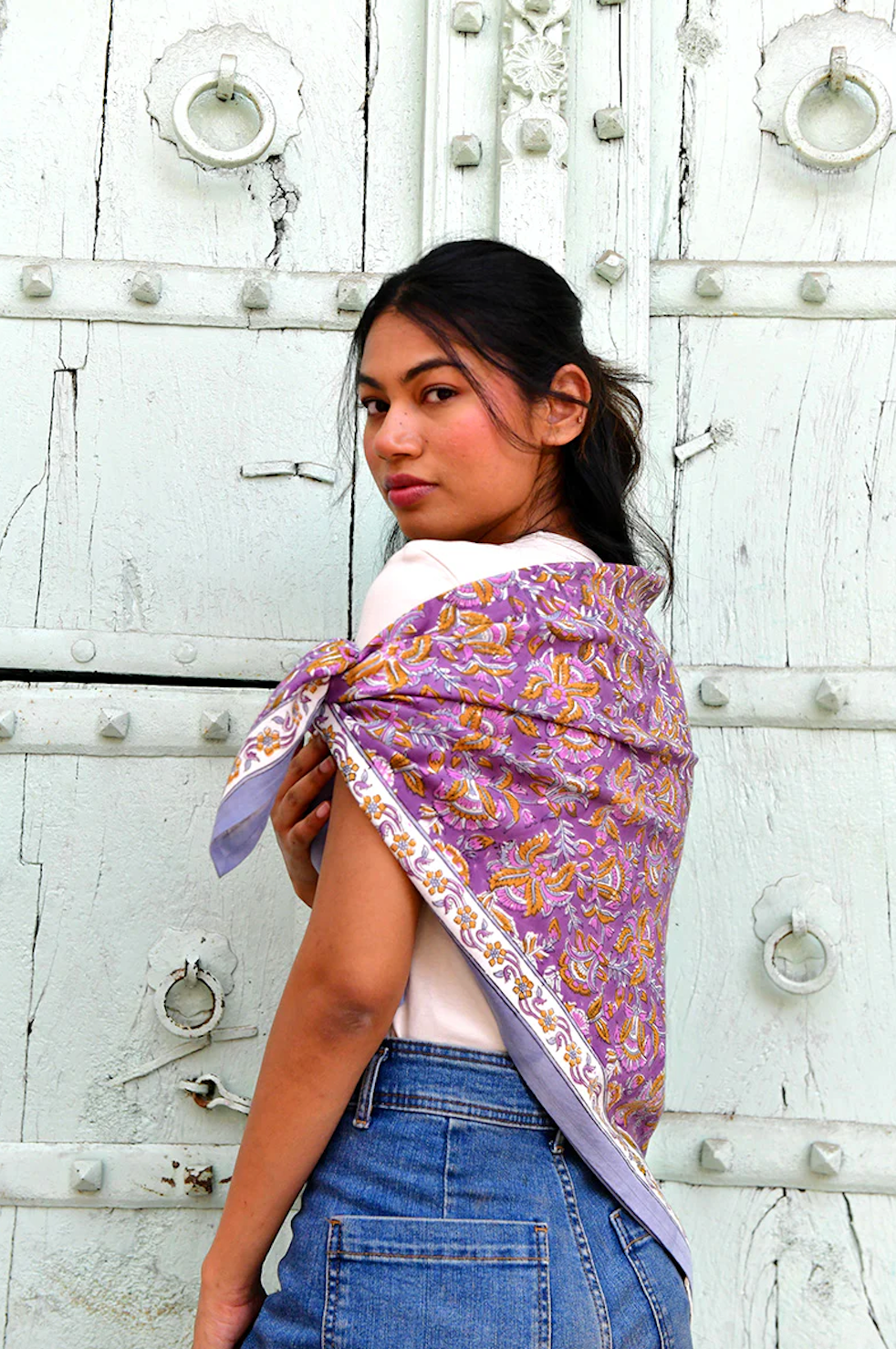 Grand foulard TOTILA Prune - Byzantine