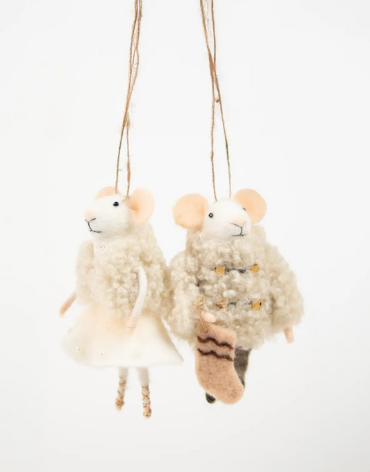 Souris blanches - Chaussette de Noël