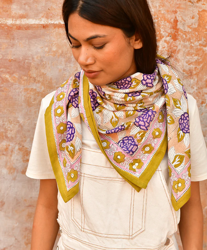Grand foulard PENELOPE Myrtille- Byzantine