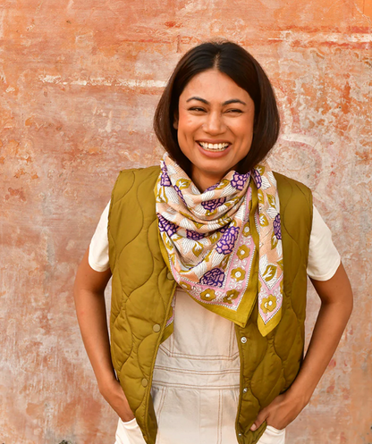 Grand foulard PENELOPE Myrtille- Byzantine