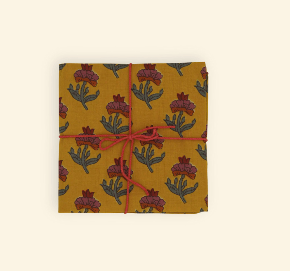 Serviettes de table x4 Oxalis Moutarde