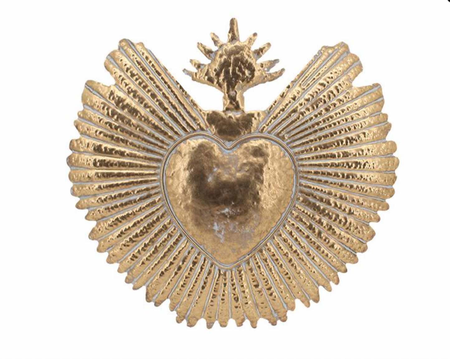 Deco murale ex voto metal doré 44x45cm