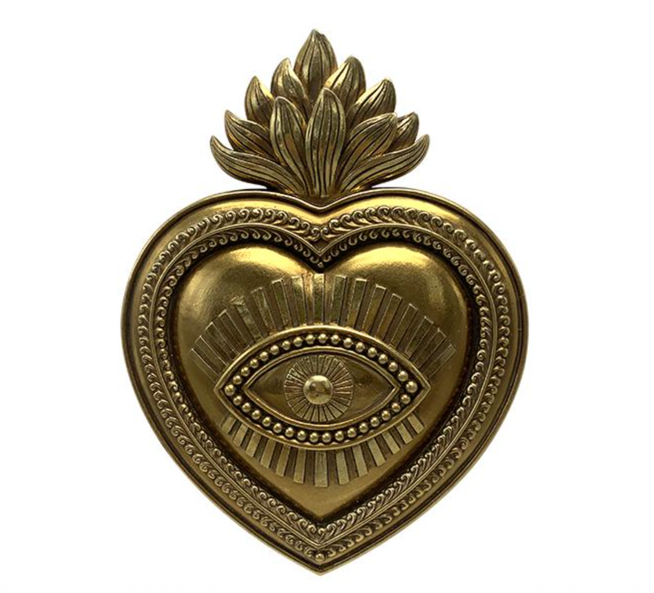 Déco murale coeur oeil ex voto 16.5x2x22cm