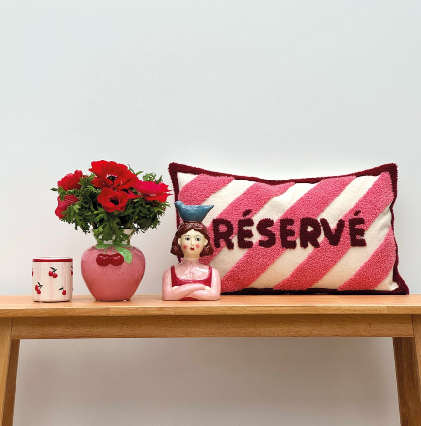 Vase cerise rose L13,7 P12,5 H13,7cm