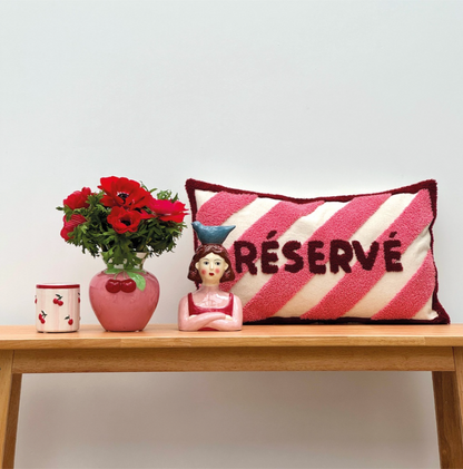 Vase cerise rose L13,7 P12,5 H13,7cm