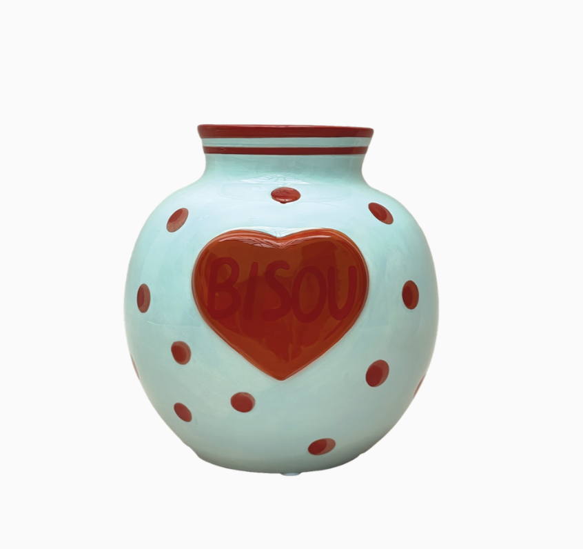 Vase bisou bleu L13,6 P13,3 H14cm
