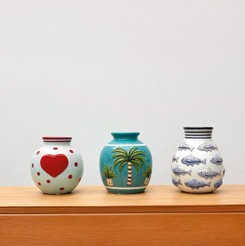 Vase bisou bleu L13,6 P13,3 H14cm