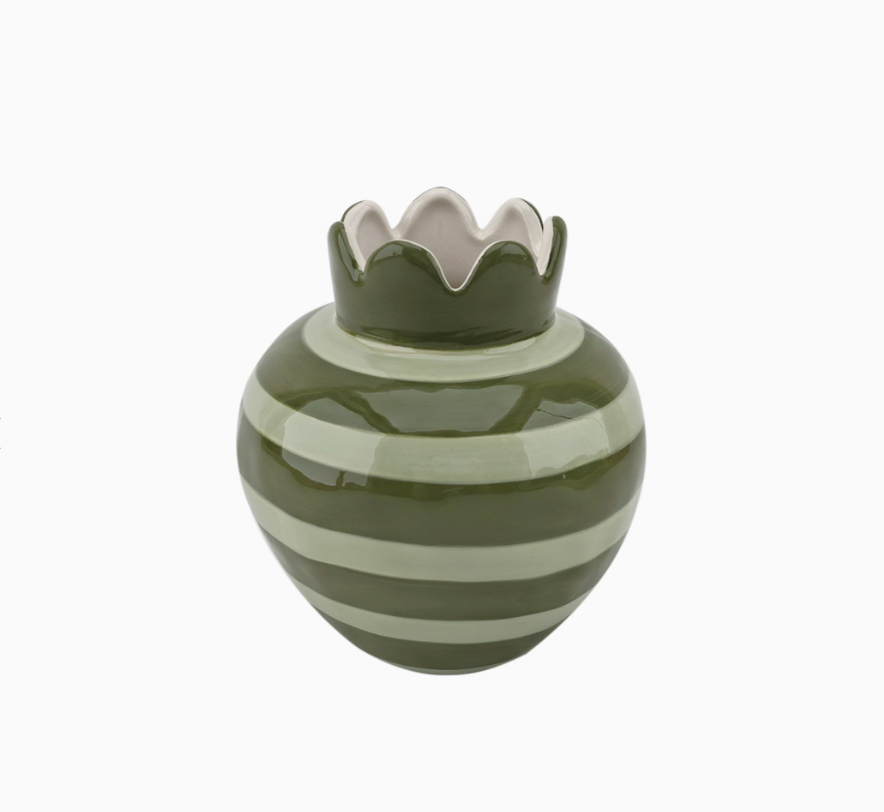 Vase ondule kaki D11,5 H12,5cm