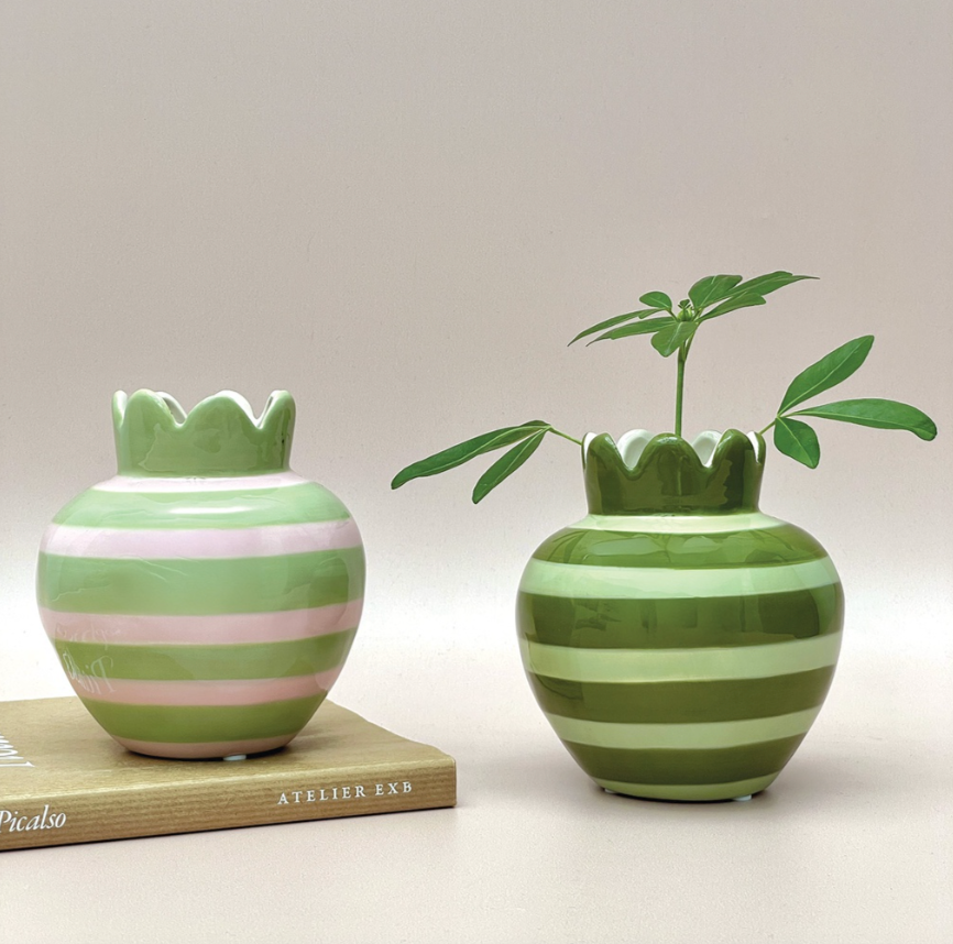 Vase ondule kaki D11,5 H12,5cm