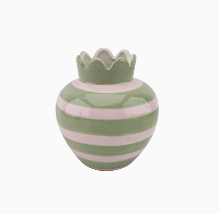 Vase ondule rose D11,5 H12,5cm