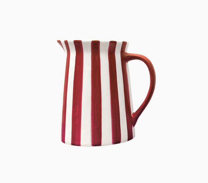Pichet rayure mm rouge L15,5 P11,5 H15cm
