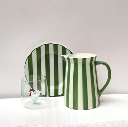 Pichet rayure mm rouge L15,5 P11,5 H15cm