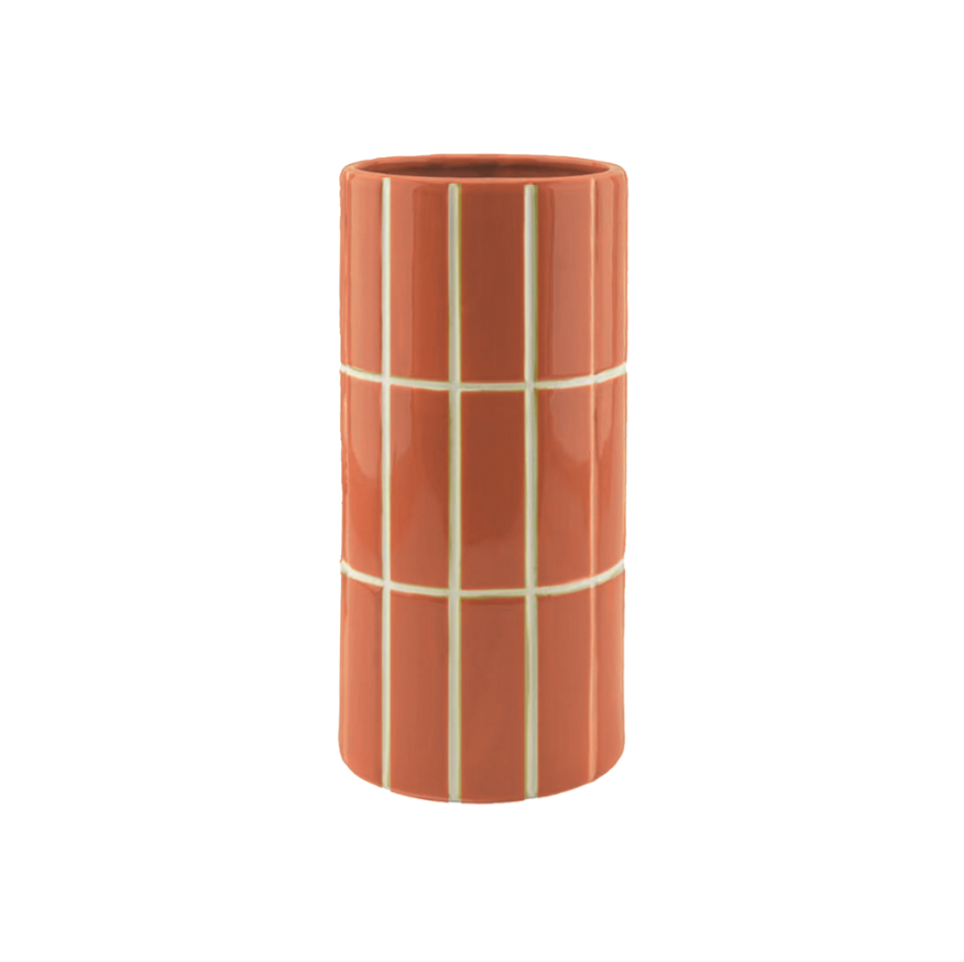 Vase carrelage orange D10,5 H23cm