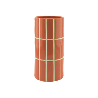 Vase carrelage orange D10,5 H23cm