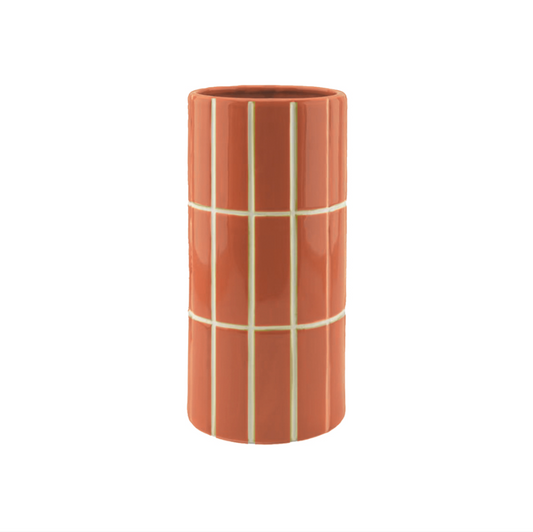 Vase carrelage orange D10,5 H23cm