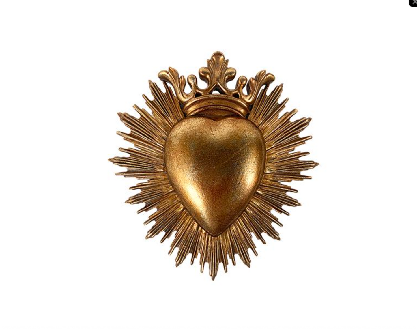 Déco murale ex-voto couronne doré 17.6x18cm