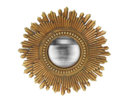 MIROIR SOLEIL CONVEXE DORE DIAM 26,3CM