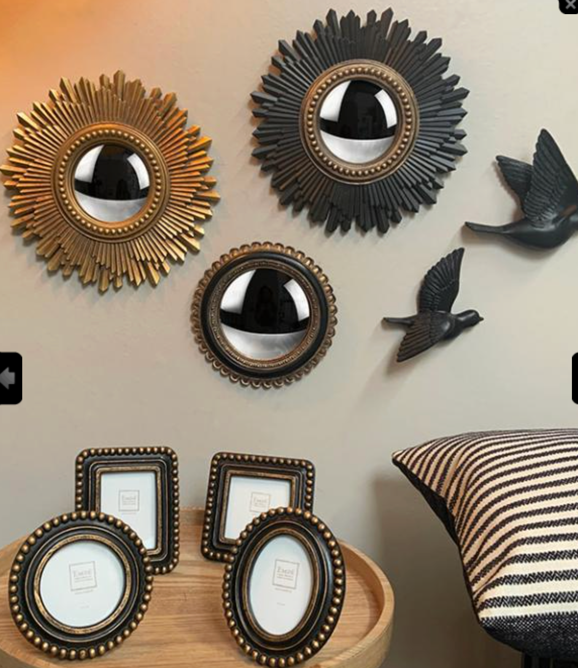 MIROIR SOLEIL CONVEXE DORE DIAM 26,3CM