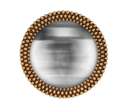 MIROIR PERLES CONVEXE DORE DIAM 17,3CM