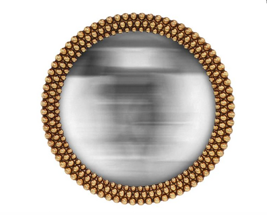 MIROIR PERLES CONVEXE DORE DIAM 20,2CM