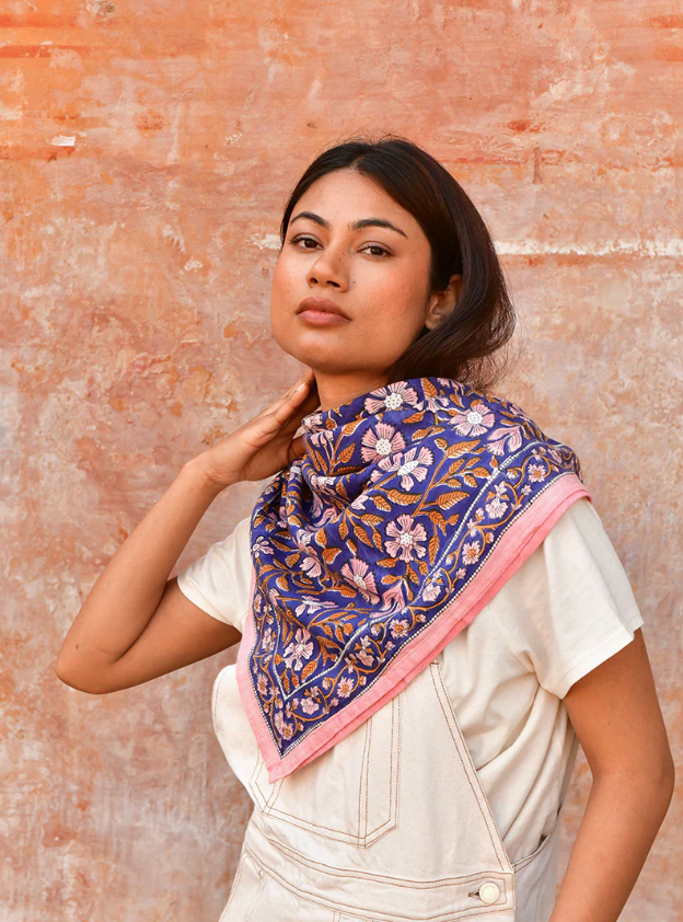 Grand foulard N°115 Cobalt - Byzantine