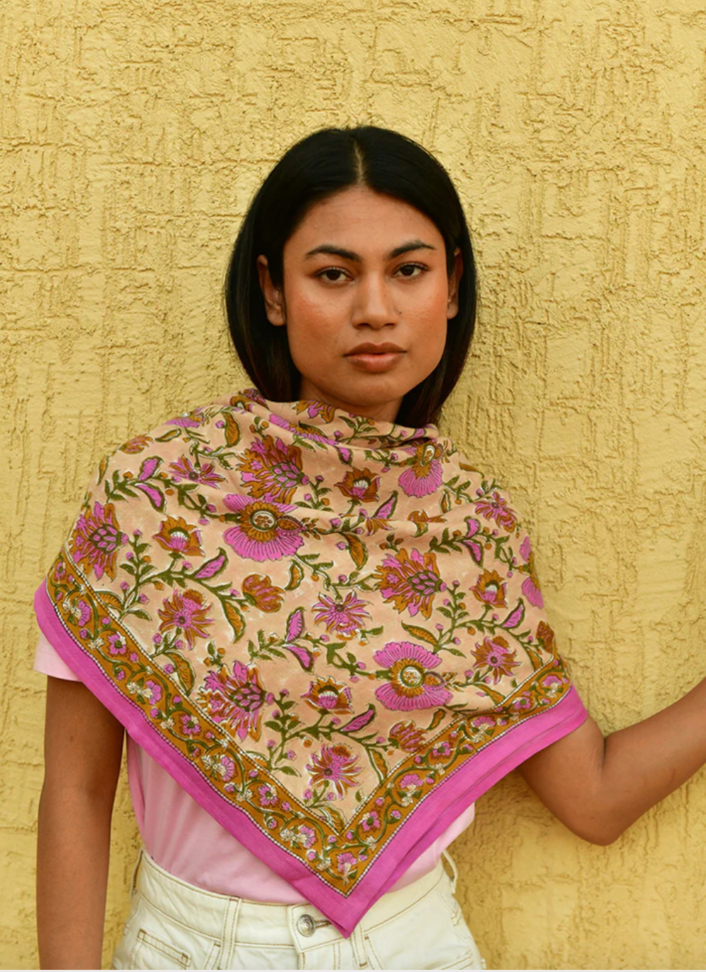 Grand foulard THÉODORA Rose - Byzantine